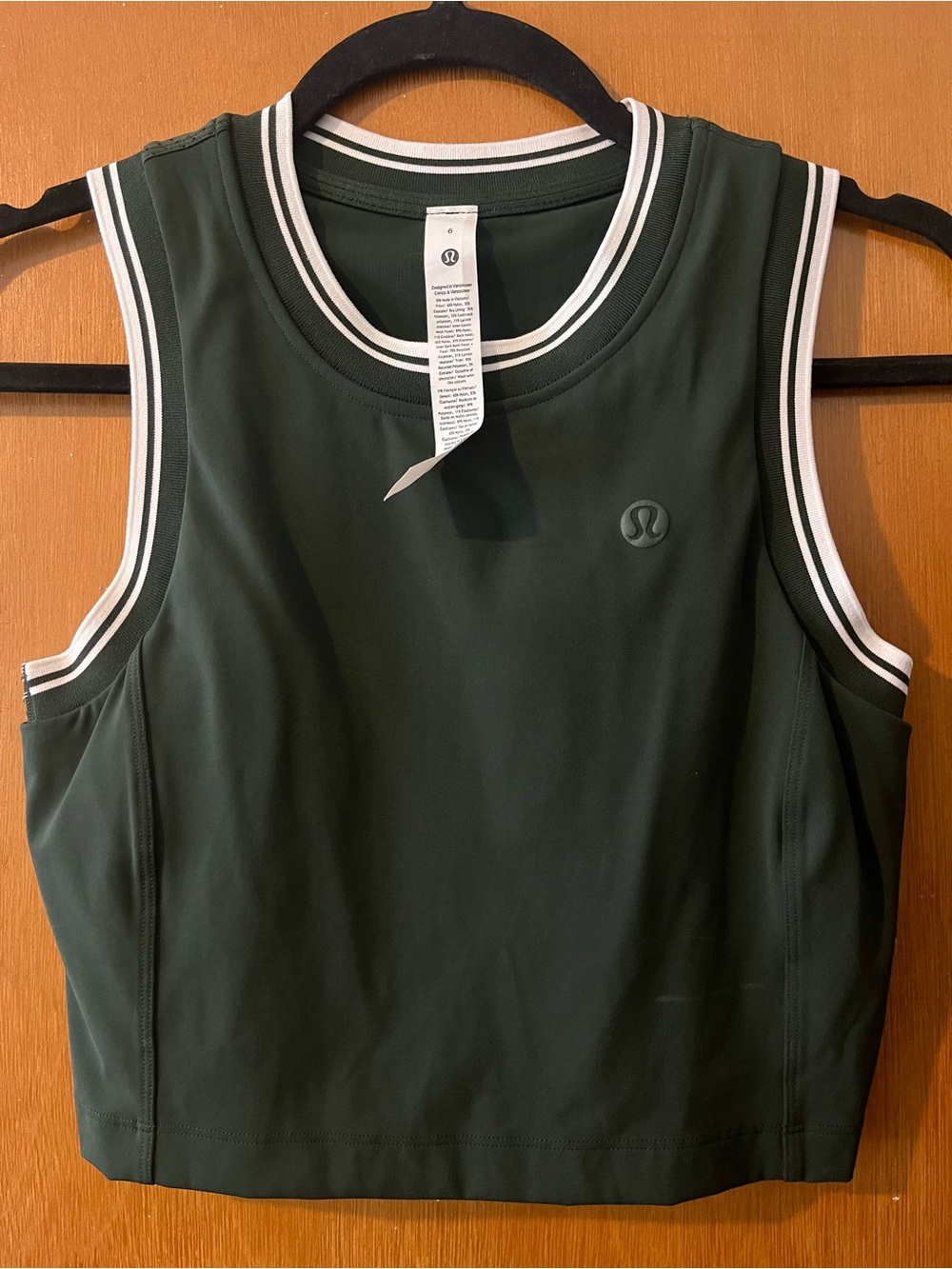 lululemon athletica Dark Green Athletic Tank with White Trim